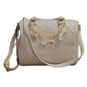 Juicy Couture Beige Embossed Satchel with Gold Charm Chain